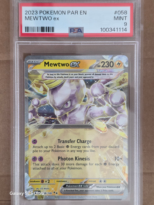 2023 Pokemon PAL EN Mewtwo ex #058 PSA 9