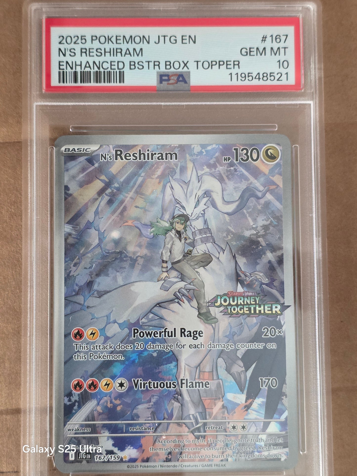 N's Reshiram - (Journey Together Stamped) 167/159 Box Topper PSA 10 Pokemon 167/159 [